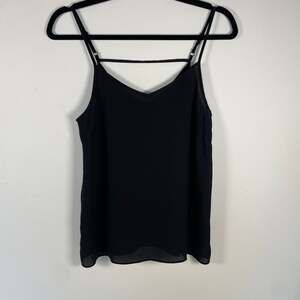 Primark Black V-Neck Chiffon Camisole Tank Top Size 4